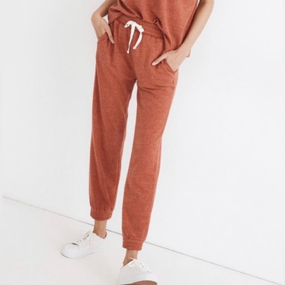 Madewell Skyterry Easygoing Joggers Sweatpants Ginger Dusty Red Orange Small - Picture 1 of 13